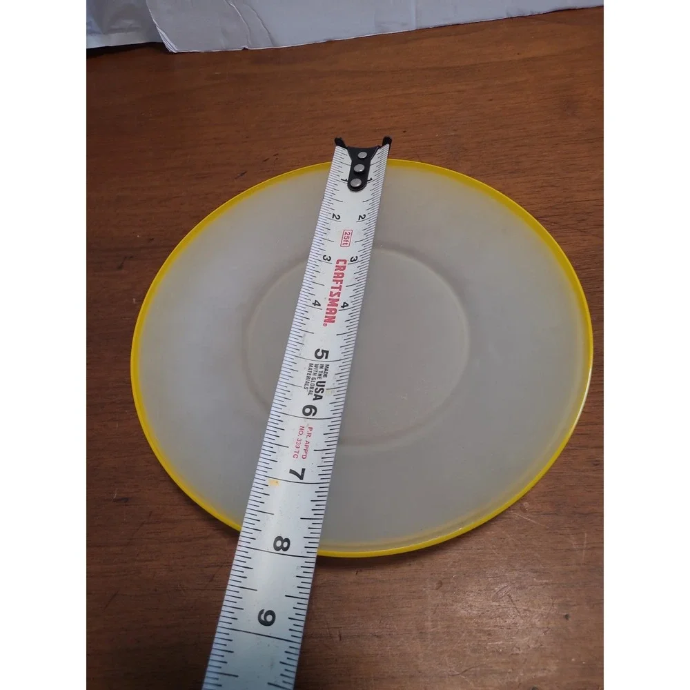 ANCHOR HOCKING VINTAGE 8 in. Frosted Glass Plate Set 2 With Yellow Rim